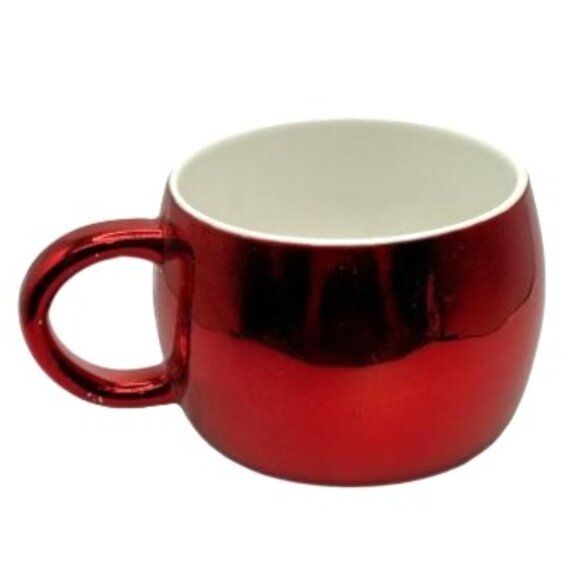 Two 2 Starbucks 2013 Holiday Christmas Ceramic gold and red Mirror Mugs Cups - Picture 2 of 11